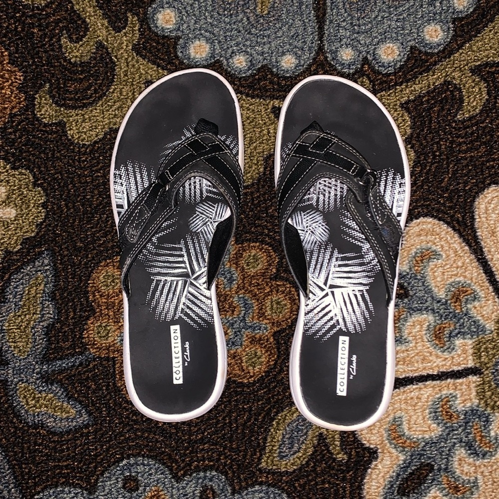 Sz8 Clark’s Collection Black Comfort Sandals - Picture 4 of 16